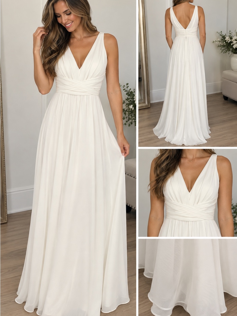 Amsale White Ivory Formal Bridal Gown Dress Size 6 AS IS